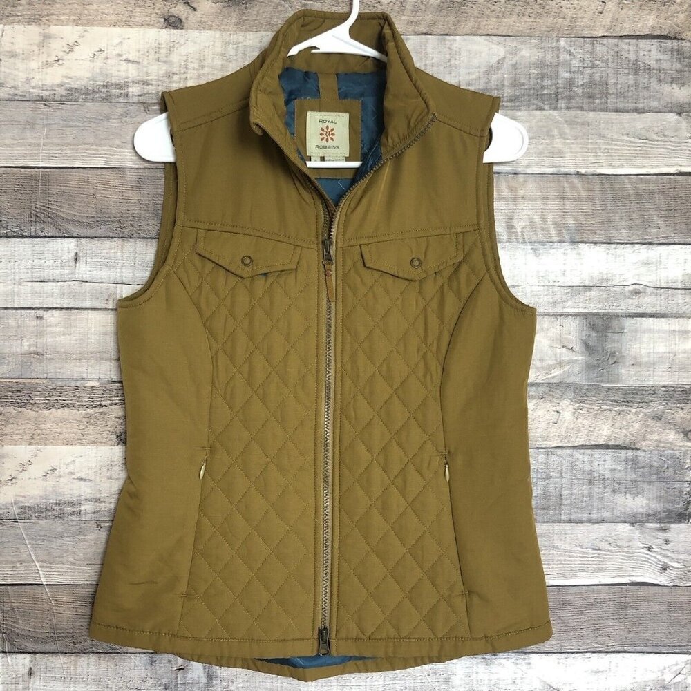 Royal Robbins Vest Womens Small Mustard Quilted Full Zip Coat Outdoors Packable